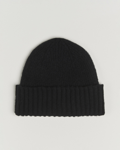 Robert Mackie Rona Ribbed Shaggy Lambswool Beanie Black – Svart