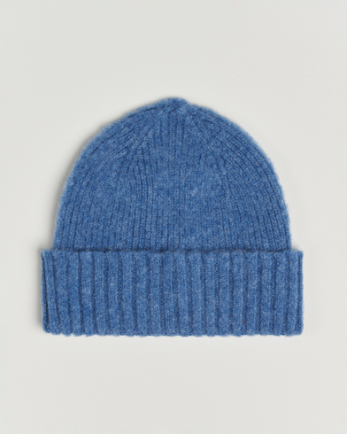 Robert Mackie Rona Ribbed Shaggy Lambswool Beanie Light Blue – Blå