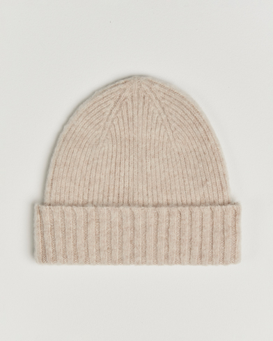 Robert Mackie Rona Ribbed Shaggy Lambswool Beanie White – Vit