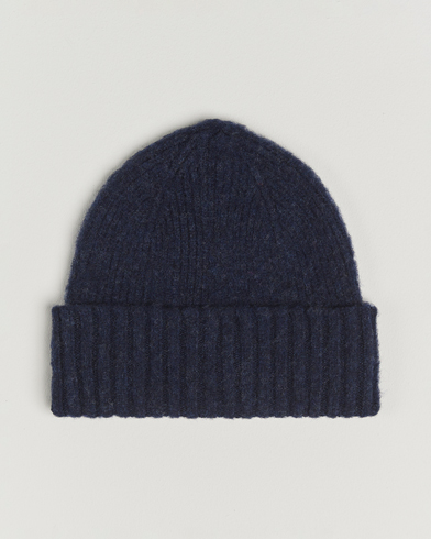 Robert Mackie Rona Ribbed Shaggy Lambswool Beanie Blue – Blå