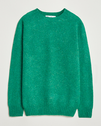 Harley Of Scotland Brushed Supersoft Lambswool Crewneck Evergreen – Grön