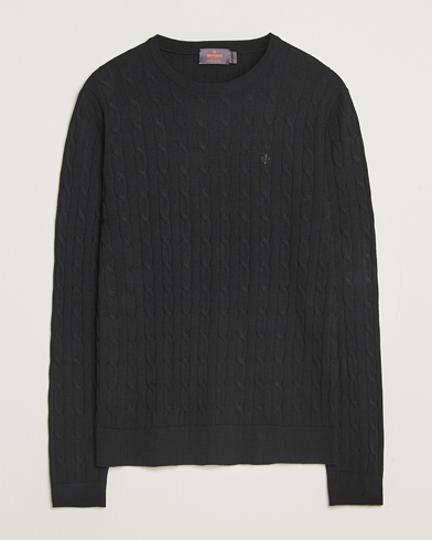 Morris Merino Cable O-Neck Black – Svart