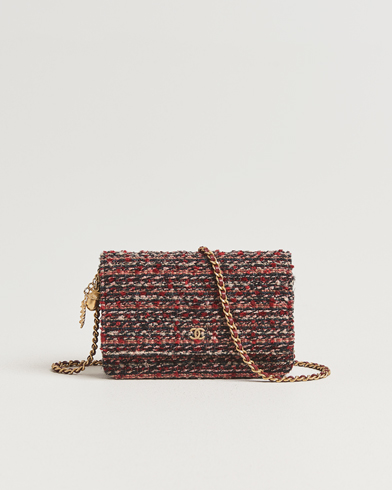Chanel Pre-Owned Tweed Wallet On Chain Red – Röd