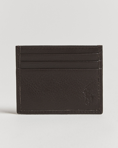 Polo Ralph Lauren Pebbled Leather Credit Card Holder Brown – Brun