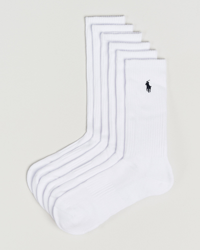 Polo Ralph Lauren 6-Pack Cotton Crew Socks White – Vit