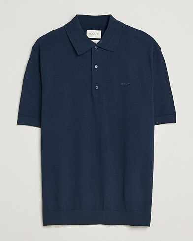 GANT Extrafine Merino Polo Marine – Blå