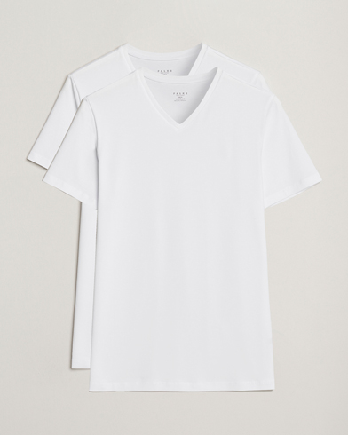 Falke 2-Pack Cotton V-Neck T-Shirt White – Vit