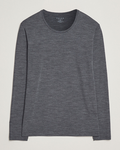 Herr | Falke | Falke Clima Wool Wool Long Sleeve T-Shirt Dark Grey Heather