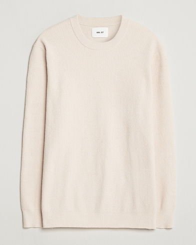NN07 Danny Rib Knitted Crew Neck Ivory – Beige