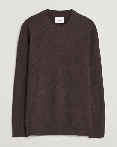 NN07 Danny Rib Knitted Crew Neck Dusky Port – Brun