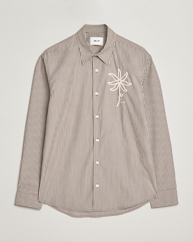 NN07 Quinsy Striped Embroidered Shirt Brown – Flerfärgad