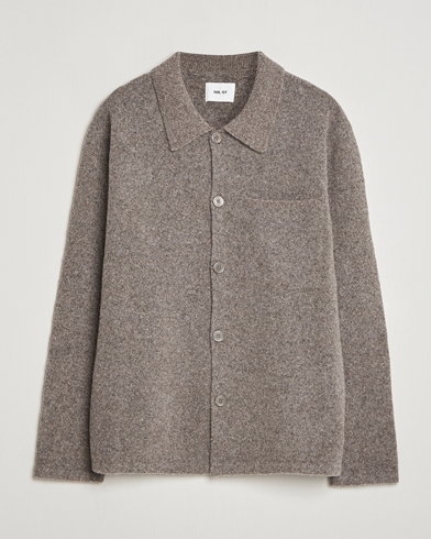 NN07 Jonas Wool Cardigan Mable Husk – Grå