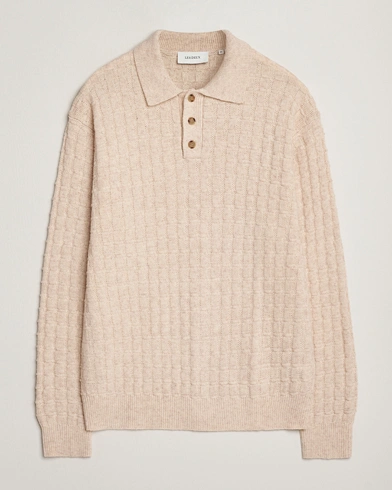 Les Deux Gustav Structured Polo Knit Light Sand Melange – Beige