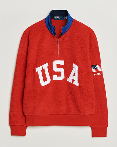 Polo Ralph Lauren Polar Half Zip USA Fleece RL 2000 Red – Röd