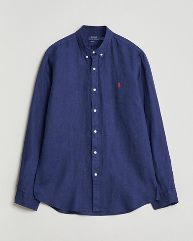 Polo Ralph Lauren Polo Ralph Lauren Slim Fit Linen Shirt Navy, Herr, Lättviktsdunjackor, Blå, Storlek M