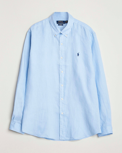Polo Ralph Lauren Custom Fit Linen Shirt Office Blue – Blå
