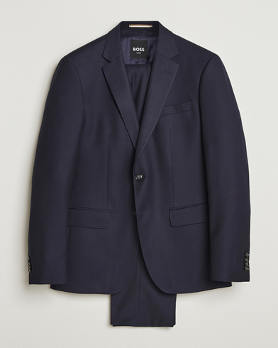 BOSS BLACK Huge Structured Wool Suit Dark Blue – Blå