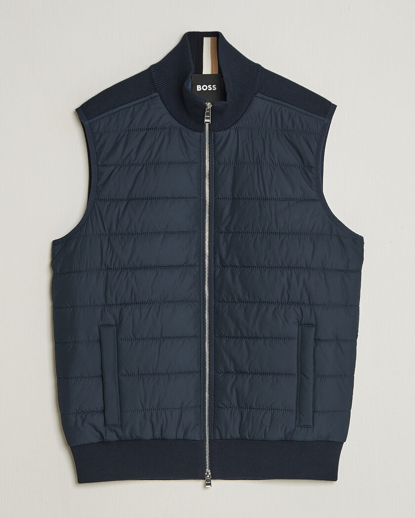 BOSS BLACK Urwin Cotton/Wool Vest Dark Blue – Blå