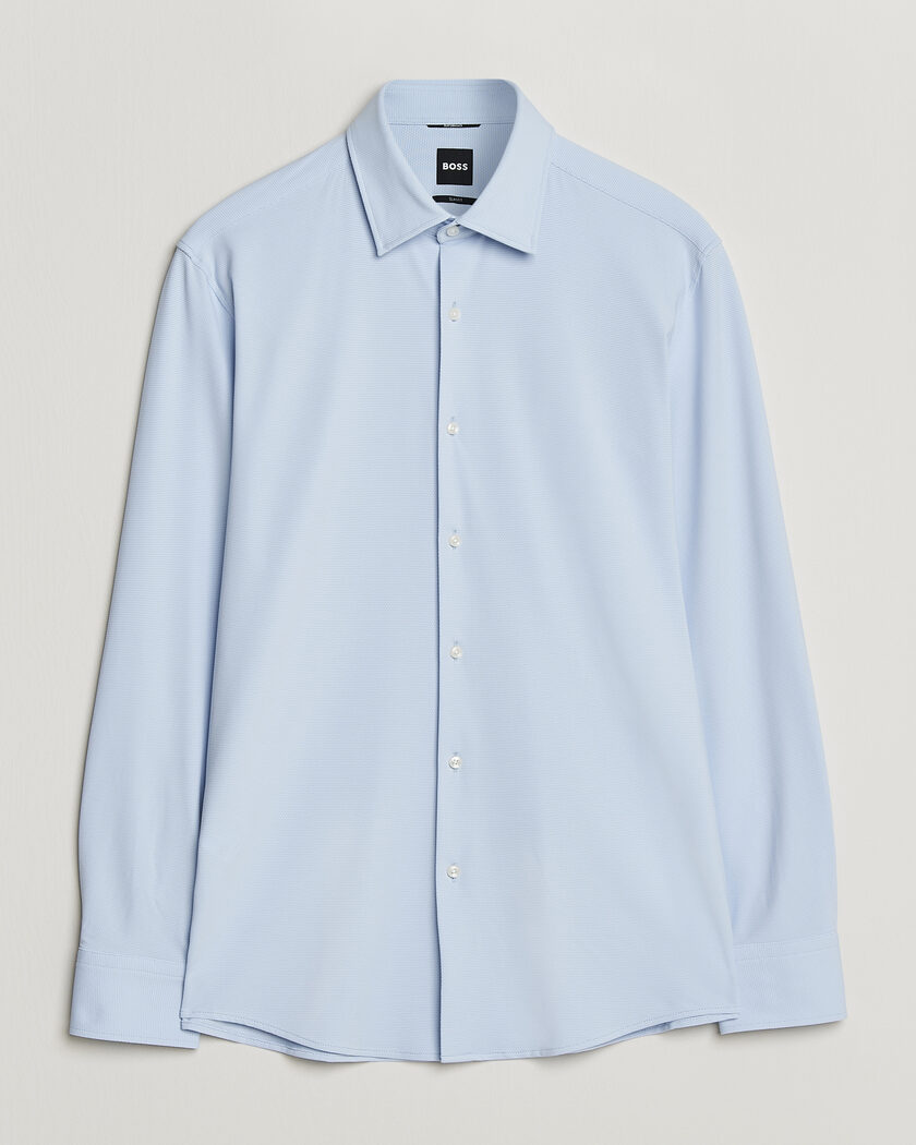 BOSS BLACK Hank Structured Jersey Shirt Light Blue – Blå