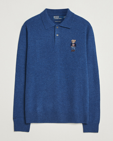 Polo Ralph Lauren Washed Long Sleeve Bear Polo Rustic Navy Heather – Blå