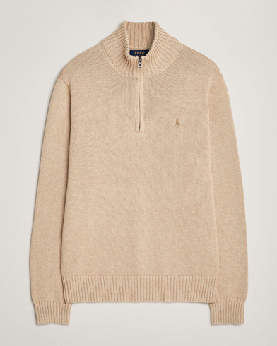 Polo Ralph Lauren Cotton Pullover Half Zip Dune Melange – Brun