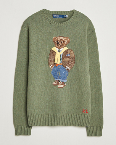 Polo Ralph Lauren Cotton/Cashmere Bear Sweater Lovette Heather – Grön