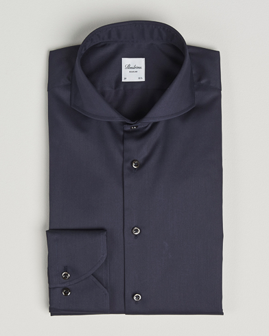 Stenströms Regular Fit Extreme Cut Away Shirt Navy – Blå