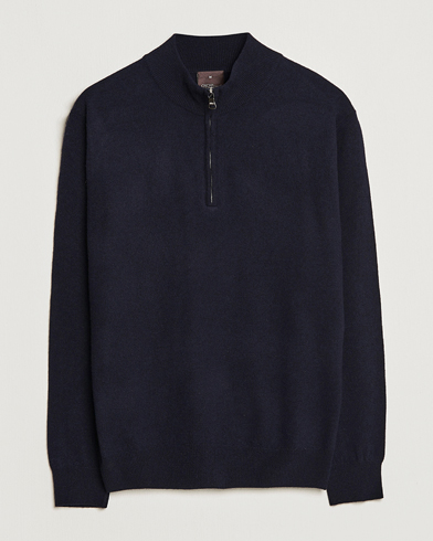 Oscar Jacobson Patton Wool Half-Zip Navy – Blå