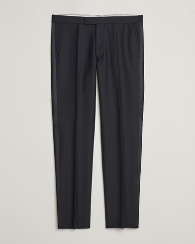 Oscar Jacobson Denz Wool Tuxedo Trousers Black – Svart
