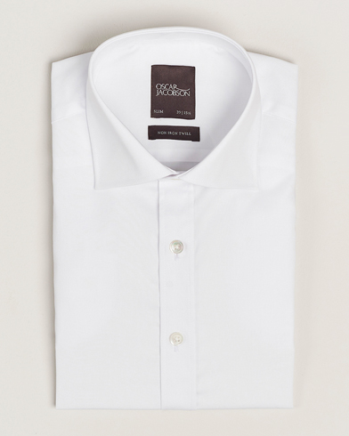 Oscar Jacobson Slim Fit Cut Away Non Iron Twill White – Vit