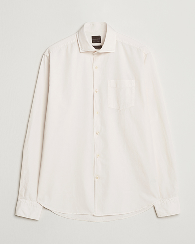 Oscar Jacobson Reg Fit Wide Spread Collar Twill Ecru White – Vit
