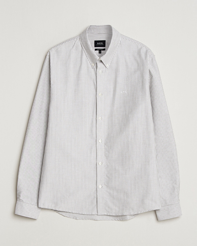 A.P.C. Greg Striped Oxford Shirt Green/White – Grön