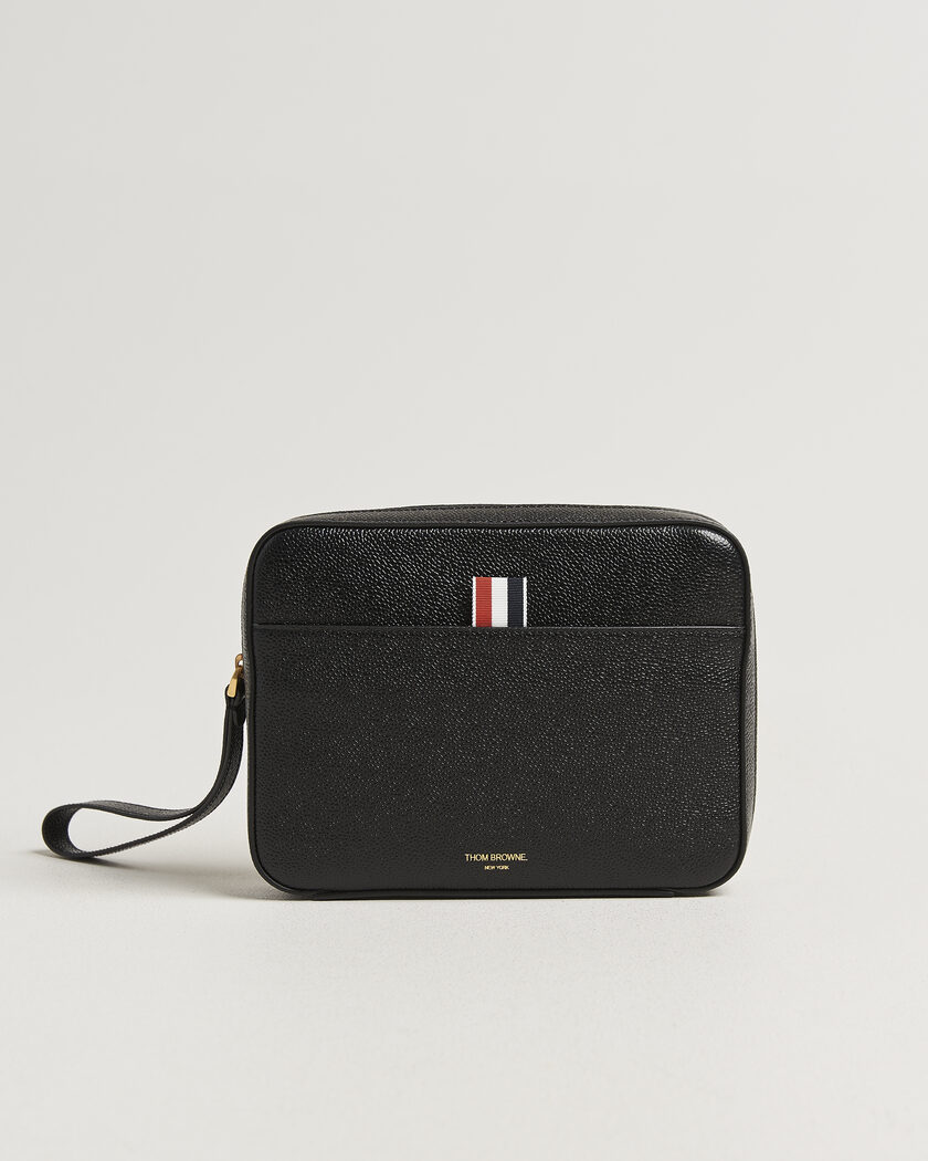 Thom Browne Pebble Grain Leather Bag Black – Svart