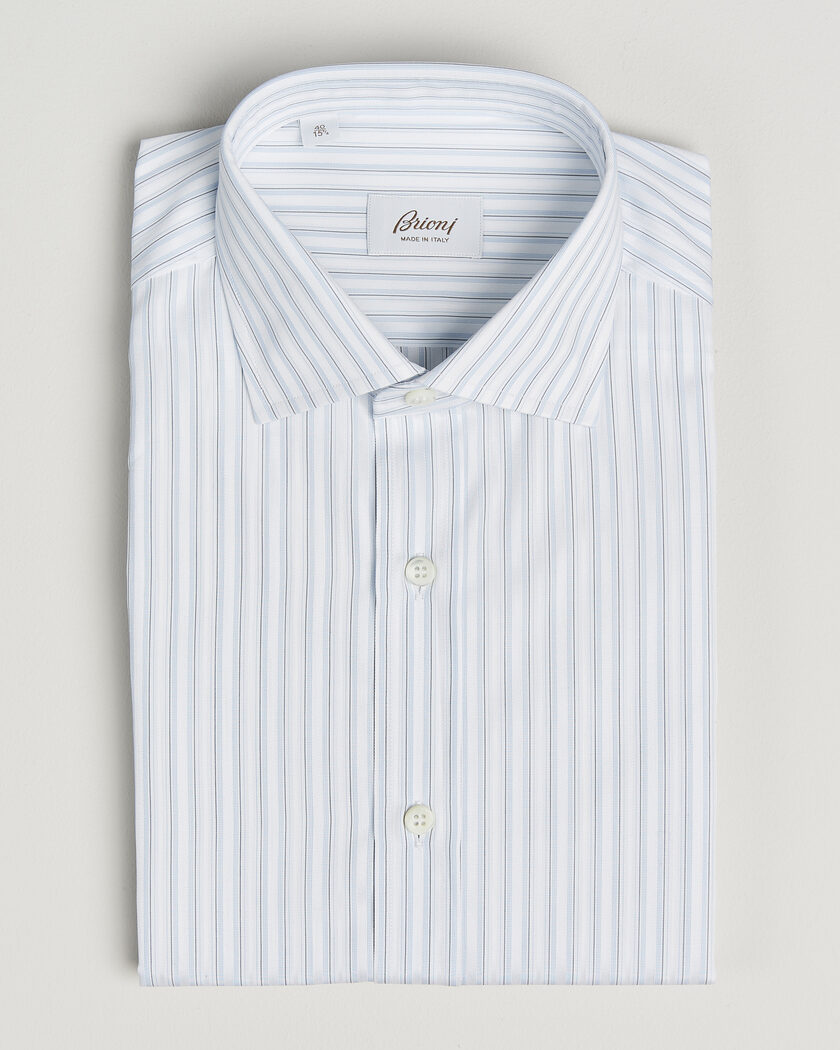 Brioni Slim Fit Dress Shirt Light Blue Stripe – Blå