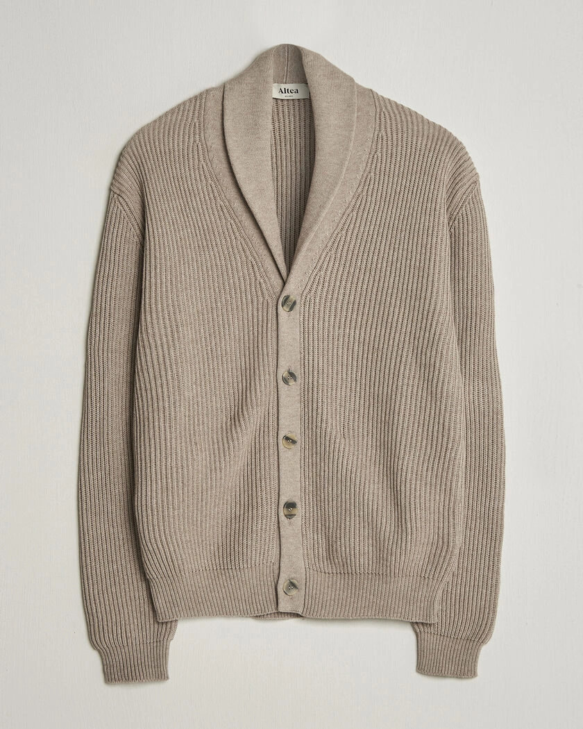 Altea Cotton/Cashmere Shawl Cardigan Taupe – Beige