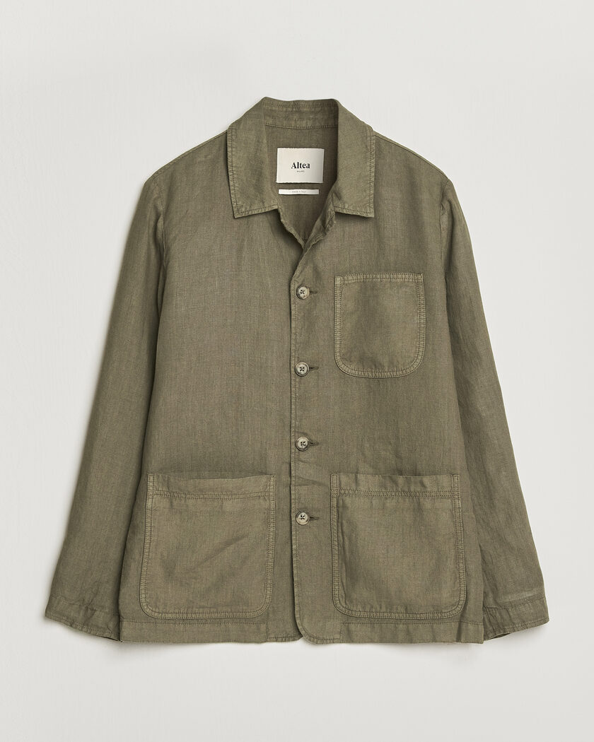 Altea Linen Chore Jacket Military – Grön
