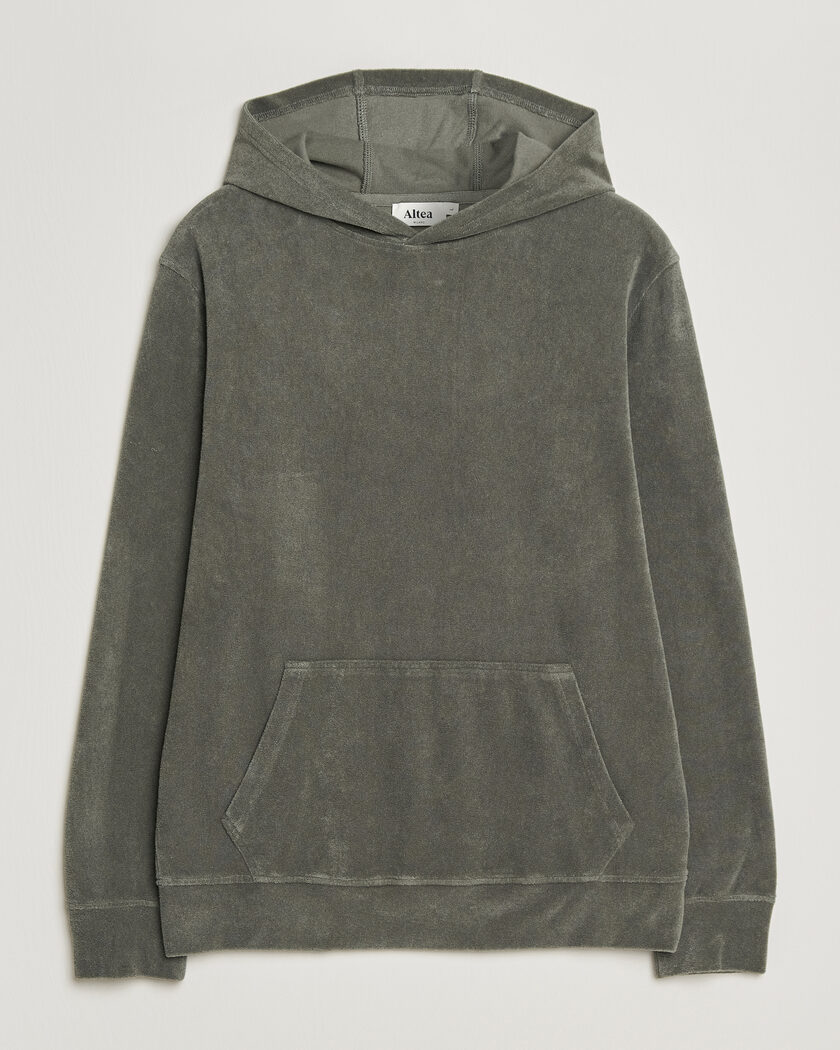 Altea Terry Cotton Hoodie Olive – Grön