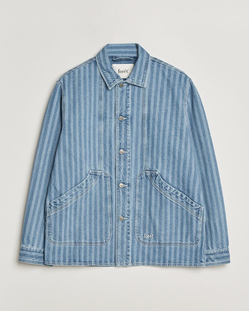 Forét Berry Denim Overshirt Striped Denim – Blå