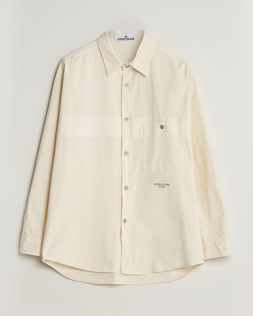 Stone Island Marina Cotton Panama Weave Overshirt Ivory – Vit