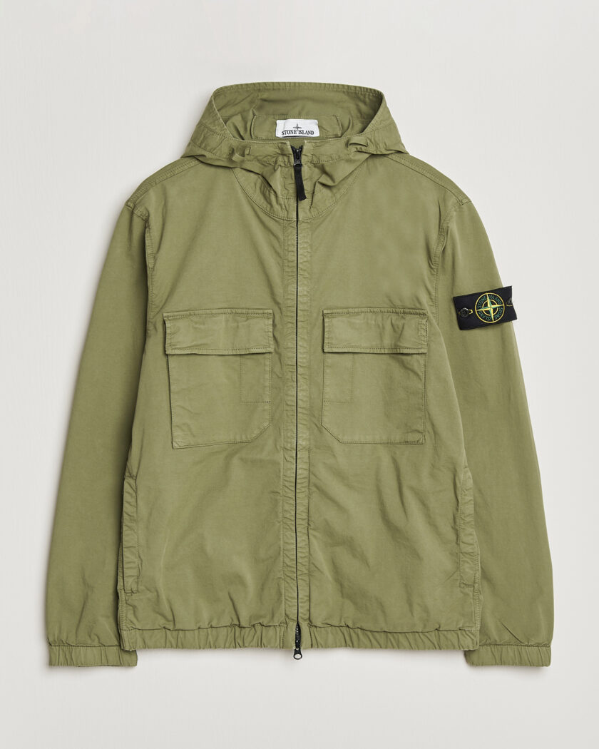 Stone Island Stretch Cotton Twill Hood Jacket Military Green – Grön
