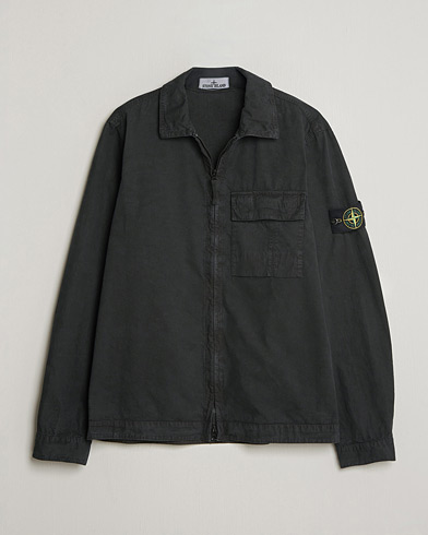 Stone Island Brushed Cotton Canvas Zip Overshirt Black – Svart