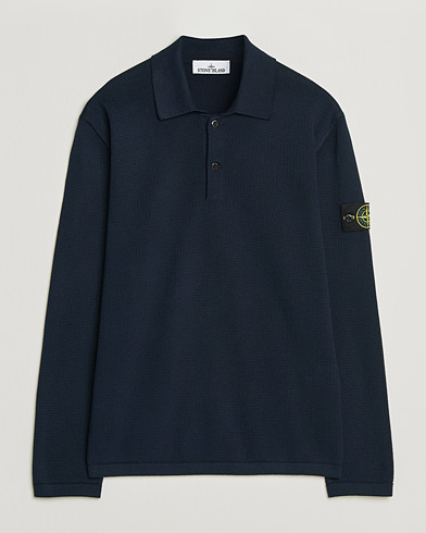 Stone Island Micro Stitch Knitted Cotton Polo Navy – Blå
