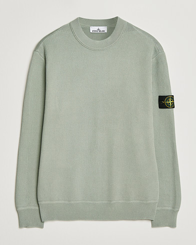 Stone Island Ribbed Soft Organic Cotton Crewneck Sage – Grön