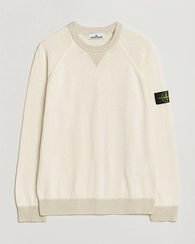 Stone Island Raw Hand Organic Cotton Raglan Crewneck Ivory – Vit
