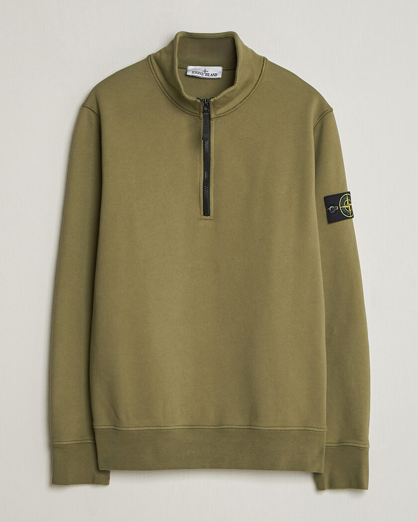 Stone Island Garment Dyed Fleece Half Zip Military Green – Grön