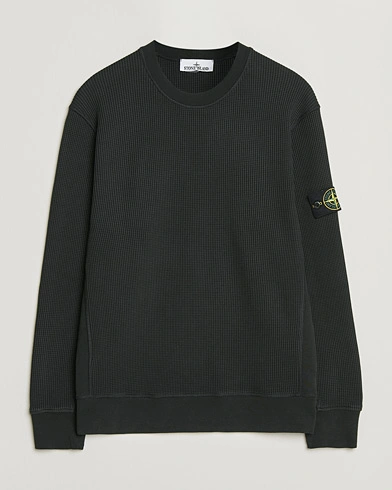 Stone Island Organic Cotton Waffle Fleece Sweatshirt Black – Svart