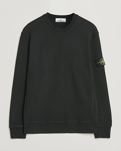 Stone Island Organic Cotton Waffle Fleece Sweatshirt Black – Svart