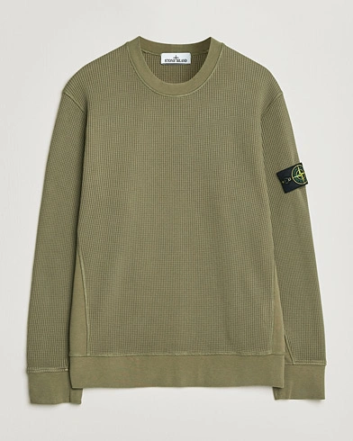 Stone Island Organic Cotton Waffle Fleece Sweatshirt Military – Grön
