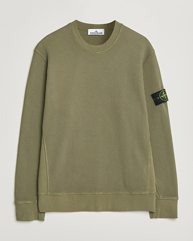 Stone Island Organic Cotton Waffle Fleece Sweatshirt Military – Grön