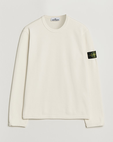 Stone Island Mesh Stitch Organic Cotton Fleece Crewneck Ivory – Vit